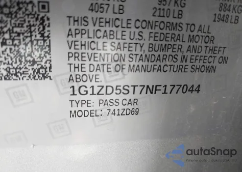 2022 Chevrolet Malibu Fwd Lt из США, поврежденный, VIN 1G1ZD5ST7NF177044